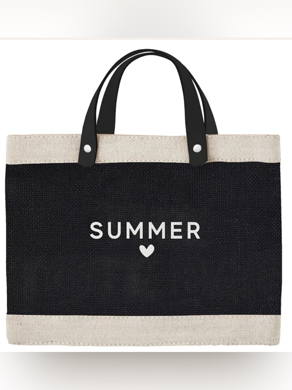 Jute Black and Cream 'Summer Love' Canvas Tote Bag